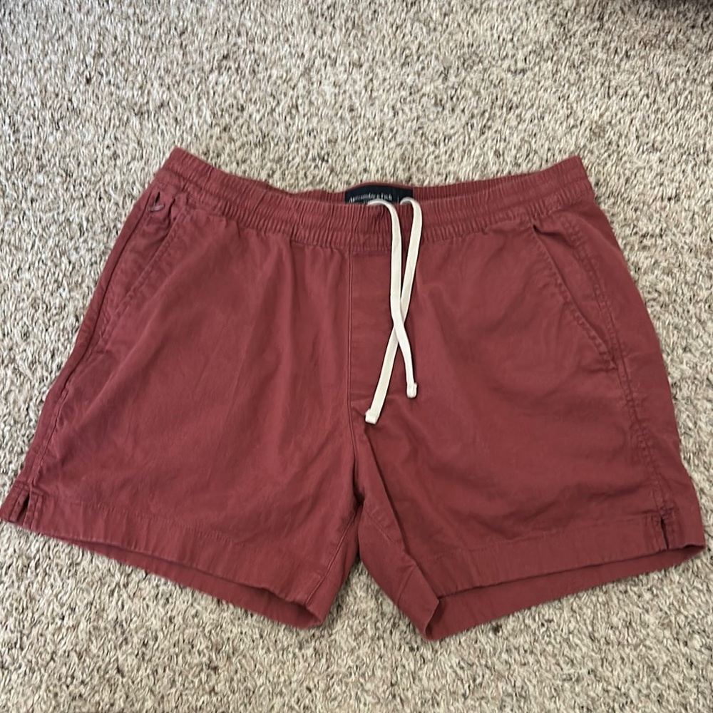 Abercrombie & Fitch 5” Inseam Brick Red Shorts with Drawstring